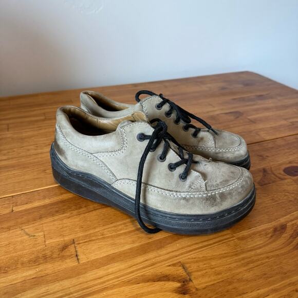 Birkenstock Footprints Taupe Leather Lace Up Sneakers Comfort Shoes Size 38 - Picture 1 of 5